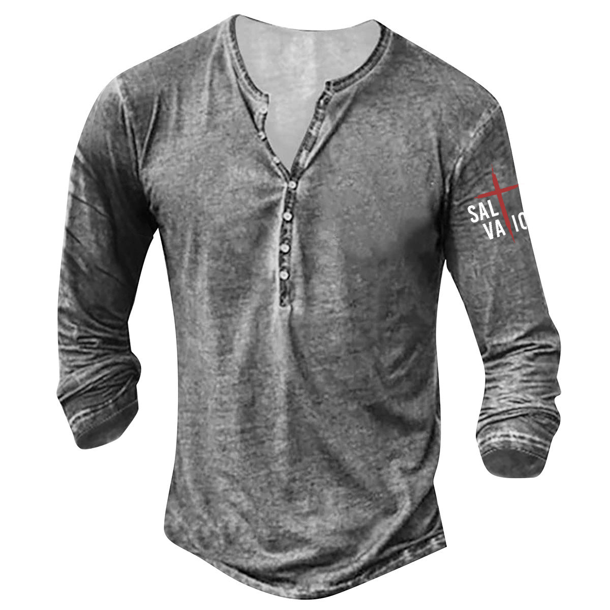 Button-down Collar Plus Size Arm Cross Print Punk Style