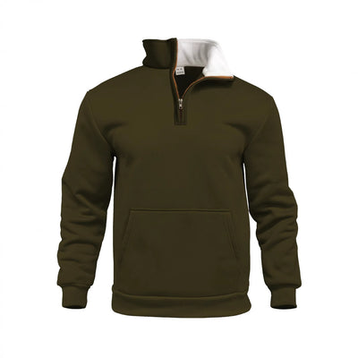 Casual Outdoor High Neck Half-Zip Pocket Long Sleeve Sweatshirt