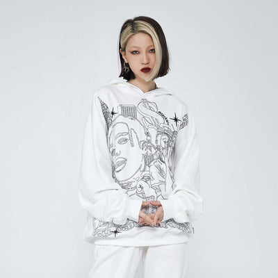 American Graffiti Printing Couples Hooded Sweater Man